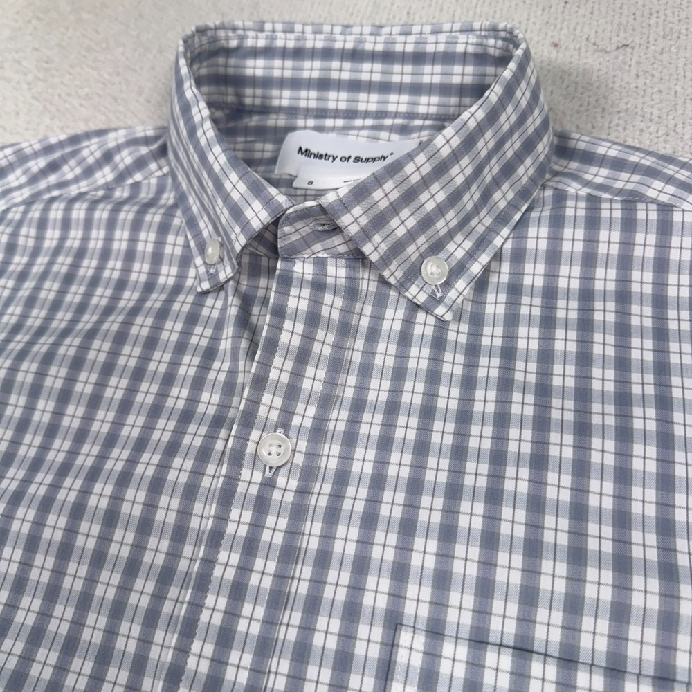 Ministry of Supply Shirt Mens Small Button Front Stretch‎ Long Sleeve Plaid